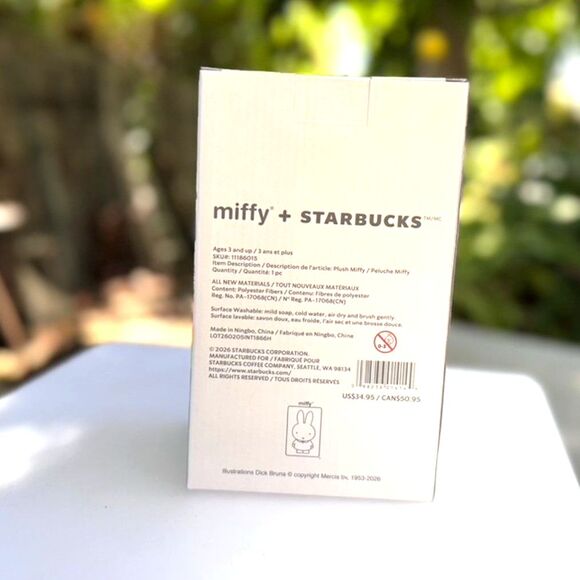 Starbucks | Toys | Starbucks White Miffy Plush With Green  NWT Miffy x Starbucks Stuffed Plush Bunny Signature Green Apron Size 10\